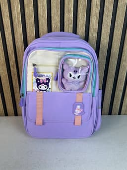 Sac à Dos Scolaire Style Kawaii Grand Volume avec Peluche Incluse Tissu Imperméable Bleu SACKDS04BLG - حقيبة مدرسية بتصميم كاوايي 3