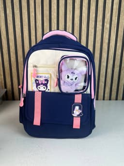 Sac à Dos Scolaire Style Kawaii Grand Volume avec Peluche Incluse Tissu Imperméable Bleu SACKDS04BLG - حقيبة مدرسية بتصميم كاوايي 4