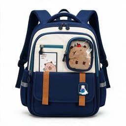 Sac à Dos Scolaire Style Kawaii Grand Volume avec Peluche Incluse Tissu Imperméable Bleu SACKDS04BLG - حقيبة مدرسية بتصميم كاوايي 8