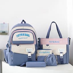 Sac à Dos Multifonctionnel Kawaii Grand Volume Imperméable et Résistant 5Pcs Rouge SACKDS10RG - حقيبة ظهر بعدة قطع بتصميم كاوايي 1