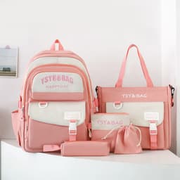 Sac à Dos Multifonctionnel Kawaii Grand Volume Imperméable et Résistant 5Pcs Rouge SACKDS10RG - حقيبة ظهر بعدة قطع بتصميم كاوايي 3