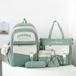 Sac à Dos Multifonctionnel Kawaii Grand Volume Imperméable et Résistant 5Pcs Rouge SACKDS10RG - حقيبة ظهر بعدة قطع بتصميم كاوايي 5