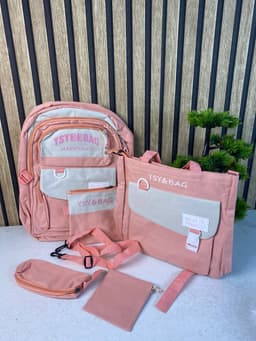Sac à Dos Multifonctionnel Kawaii Grand Volume Imperméable et Résistant 5Pcs Rouge SACKDS10RG - حقيبة ظهر بعدة قطع بتصميم كاوايي 12