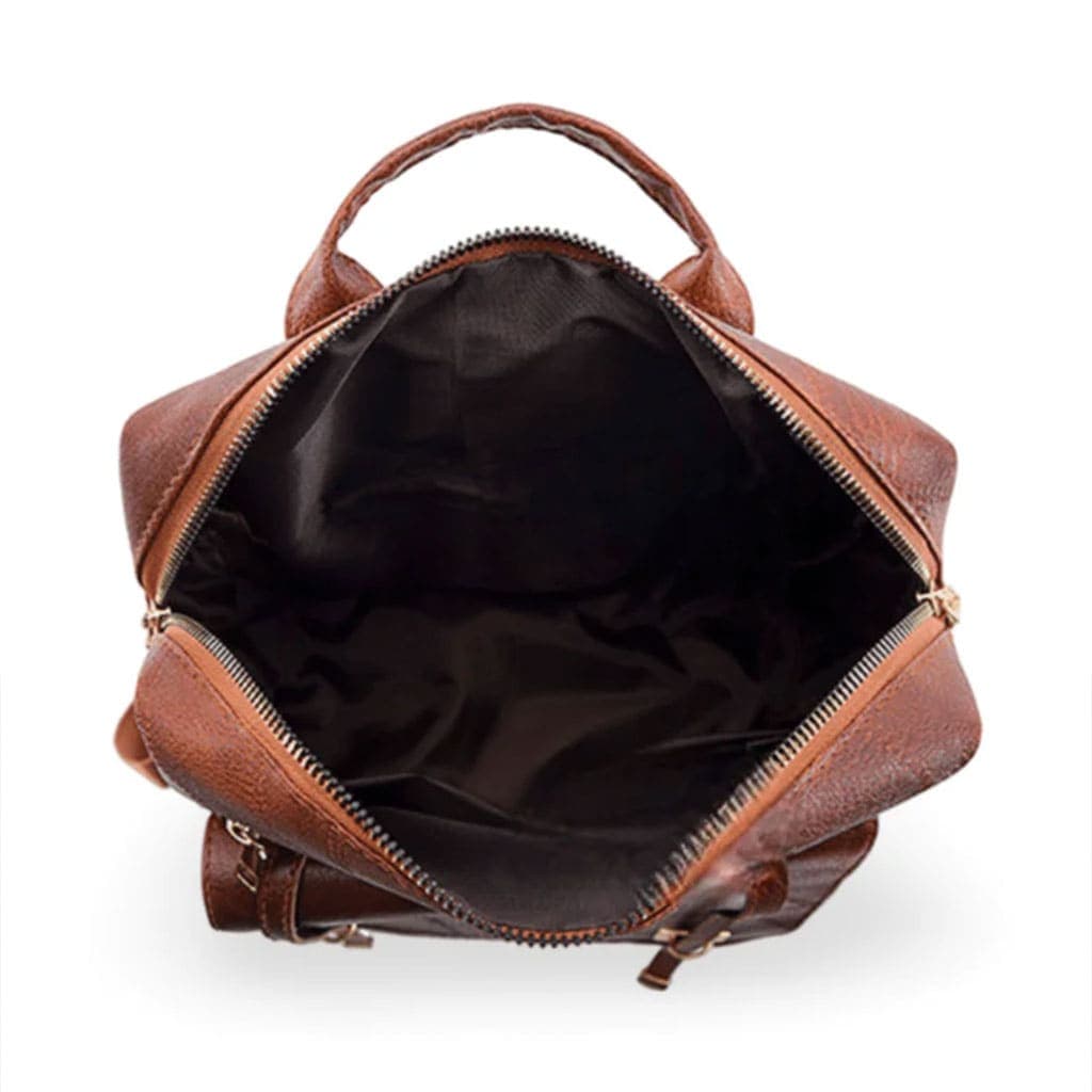 Sac à dos rétro en cuir synthétique pour femme - حقيبة ظهر نسائية من الجلد
