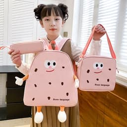 Ensemble de sacs d’école Kawai pour adolescents 3Pcs Language Rose – محفظة 3 قطع كاواي وردي 6